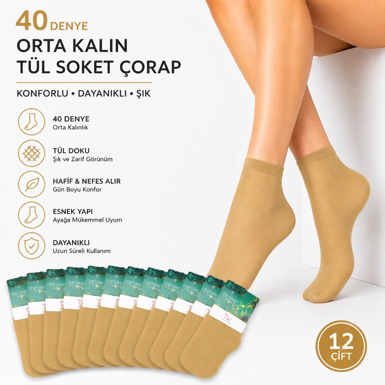 12’lı 40 Denye Kadın Soket Çorap — fotoğraf 4