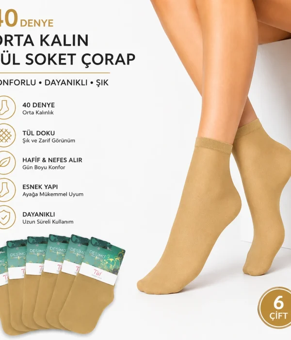 6’lı 40 Denye Kadın Soket Çorap