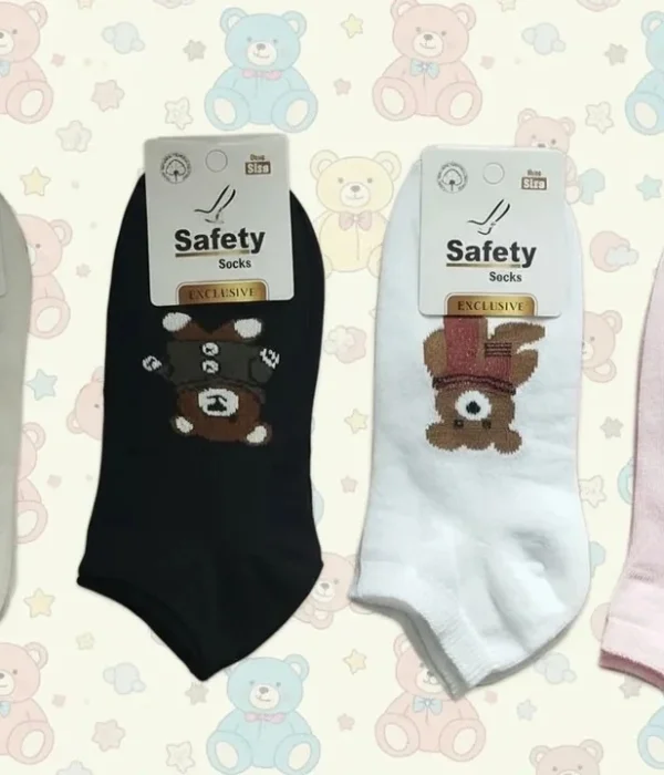 Tedy Bear Desenli Penye Bayan Patik Çorap 12'Li Paket