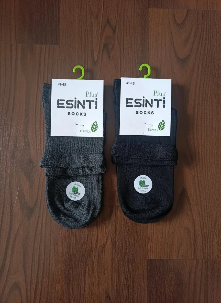 Erkek Bambu Dikişsiz Karışık Renkli Uzun Konç Patik Çorap 12'Li Paket — fotoğraf 3