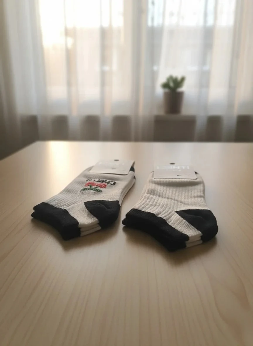 Kiraz Desenli Beyaz Dikişsiz Burun Penye Bayan Patik Çorap 12'Li Paket — fotoğraf 5