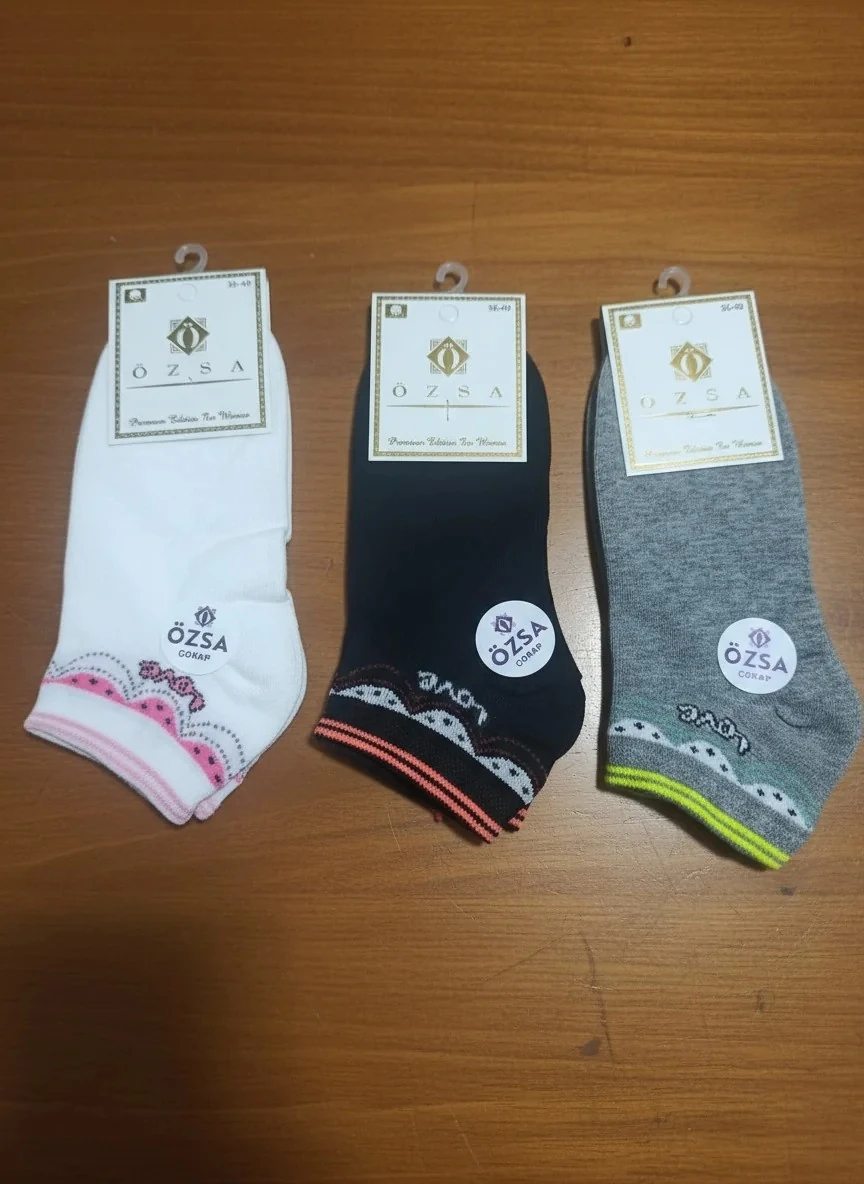 Desenli Bayan Karışık Renkler Mevsimlik Patik Çorap 12'Li Paket — fotoğraf 2