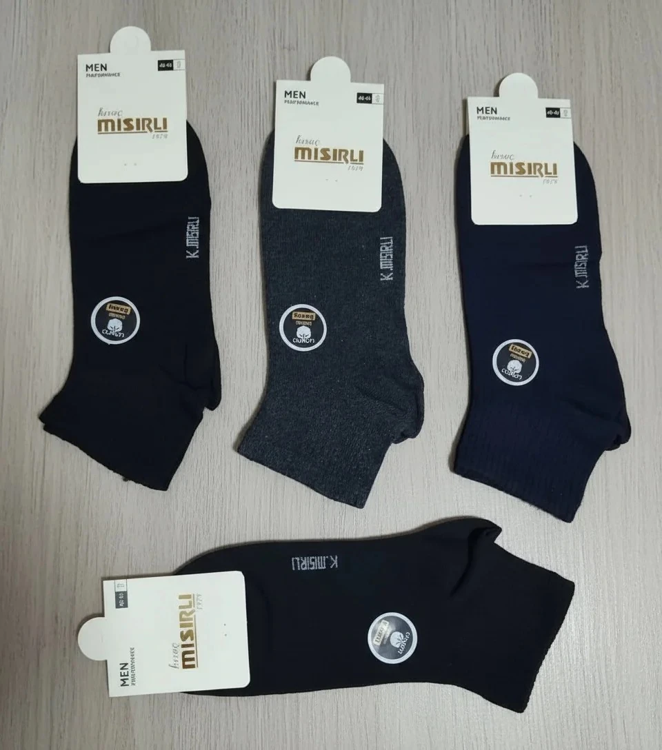 Erkek Pamuklu Uzun Konç Patik Çorap Karışık Renkler 12'Li Paket — fotoğraf 1