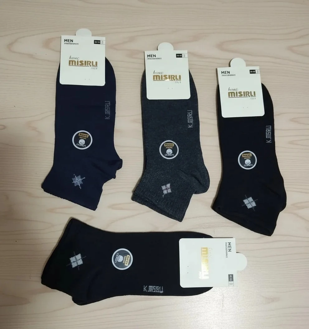 Erkek Pamuklu Uzun Konç Patik Çorap Karışık Renkler 12'Li Paket — fotoğraf 1