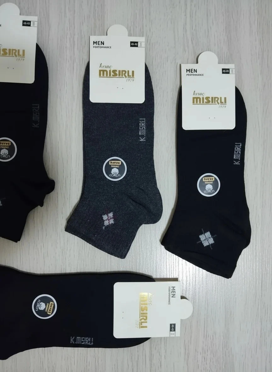 Erkek Pamuklu Uzun Konç Patik Çorap Karışık Renkler 12'Li Paket — fotoğraf 2