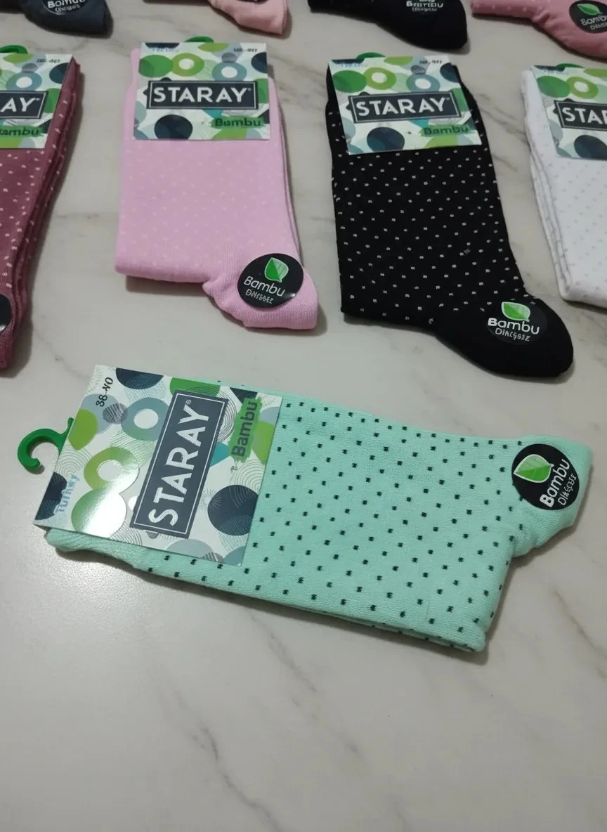 Bambu Bayan Karışık Renkli Dikişsiz Mevsimlik Uzun Çorap 12'li Paket — fotoğraf 7