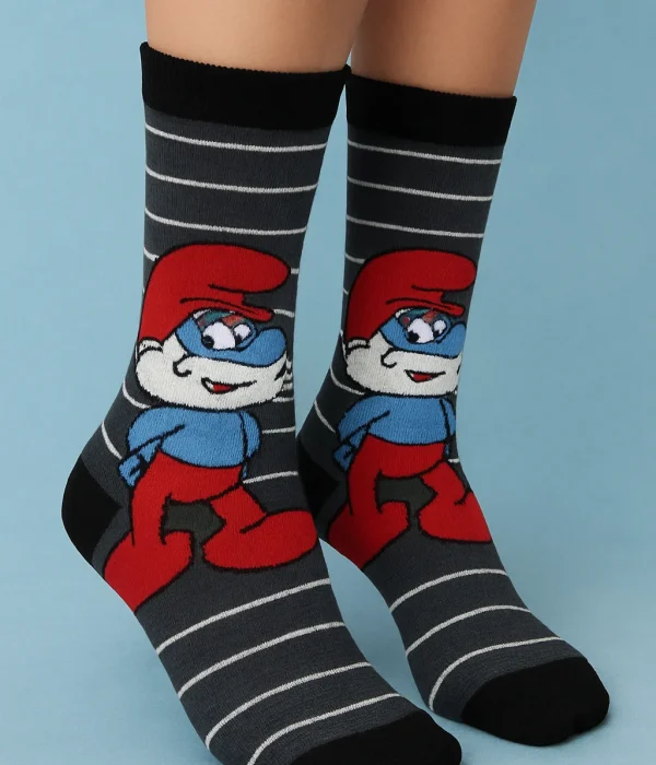 Unisex Şirin Baba Desenli 12'li Paket Soket Çorap 35-40 Numara