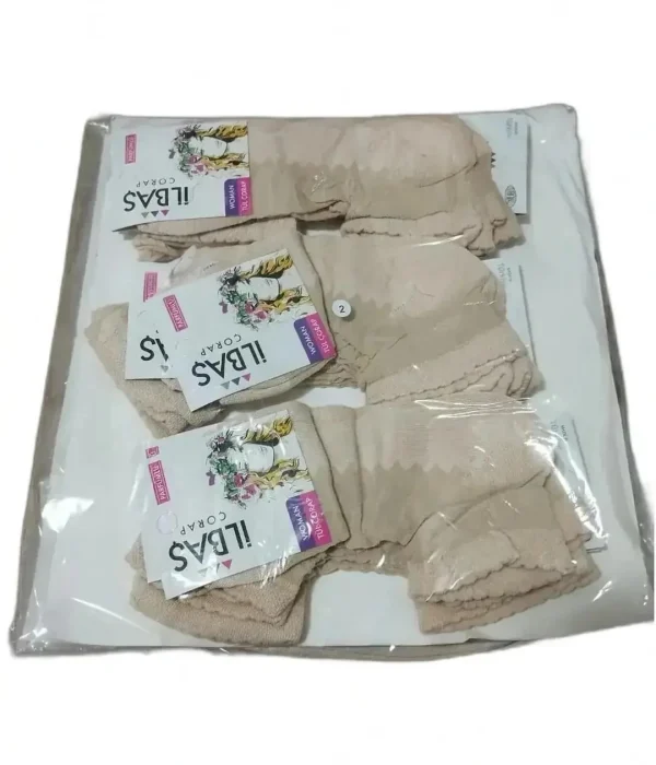 Penye Taban Desenli Ten Rengi Bayan Tül Soket Çorap Model 2