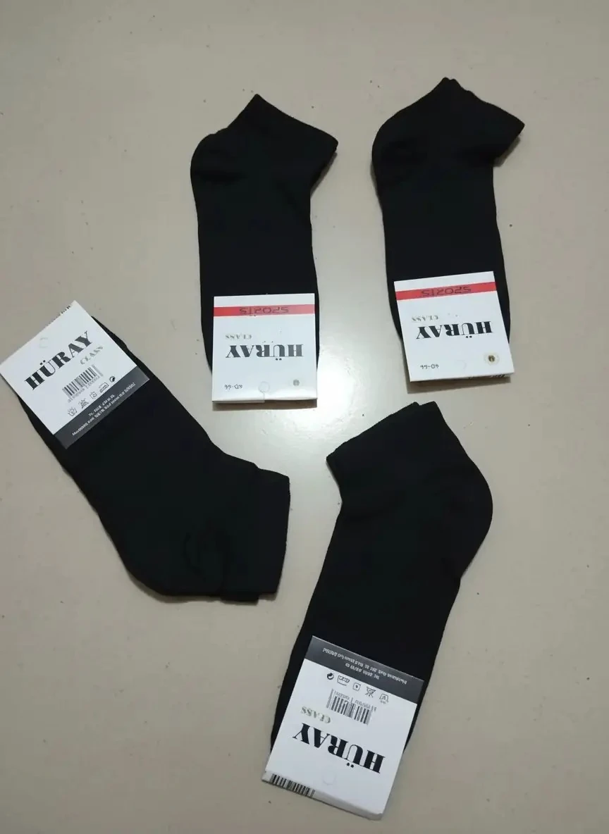 Erkek Düz Siyah Renk Patik Çorap 12'Li Paket — fotoğraf 1
