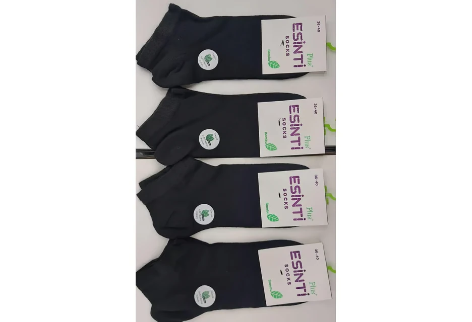 Bambu Dikişsiz Siyah Bayan Patik Çorap 12 Li Paket — fotoğraf 2