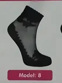 12 Çift Desenli Bayan Tül Soket Çorap Model 8 Penye Taban