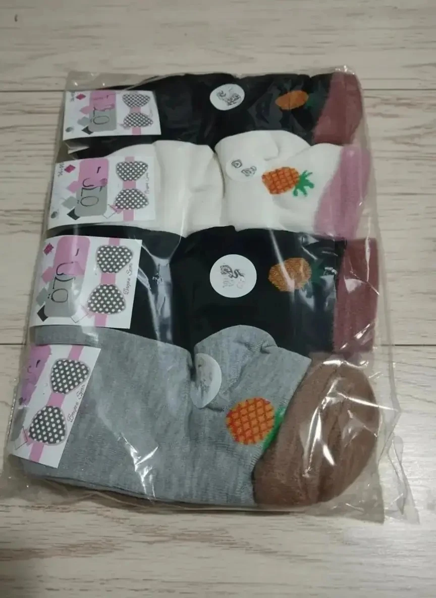 Ananas Desenli Bilek Kısmı Tüylü Karışık Renk Mevsimlik Pamuklu Patik Çorap 12'li Set — fotoğraf 2