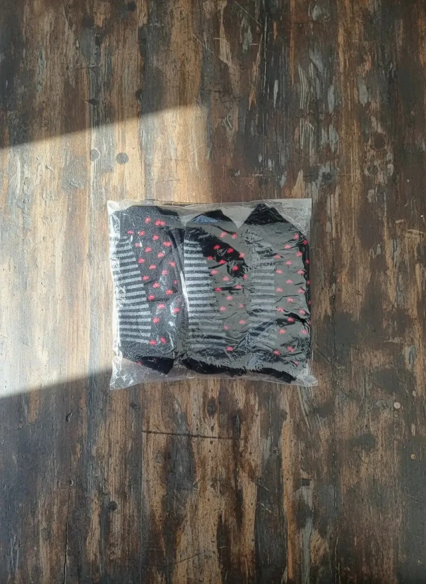 Siyah Kalp ve Çizgi Desenli Kılçıklı Bayan Patik Çorap 12'Li Paket — fotoğraf 2