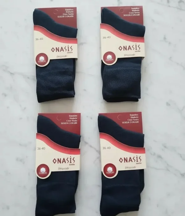 Ekonomik Diyabetik Dikişsiz Bayan Siyah Şeker Çorabı 12'Li Paket