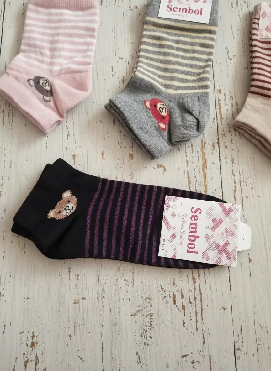 Tedy Çizgili Desenli Bayan Patik Çorap 12'Li Paket — fotoğraf 2