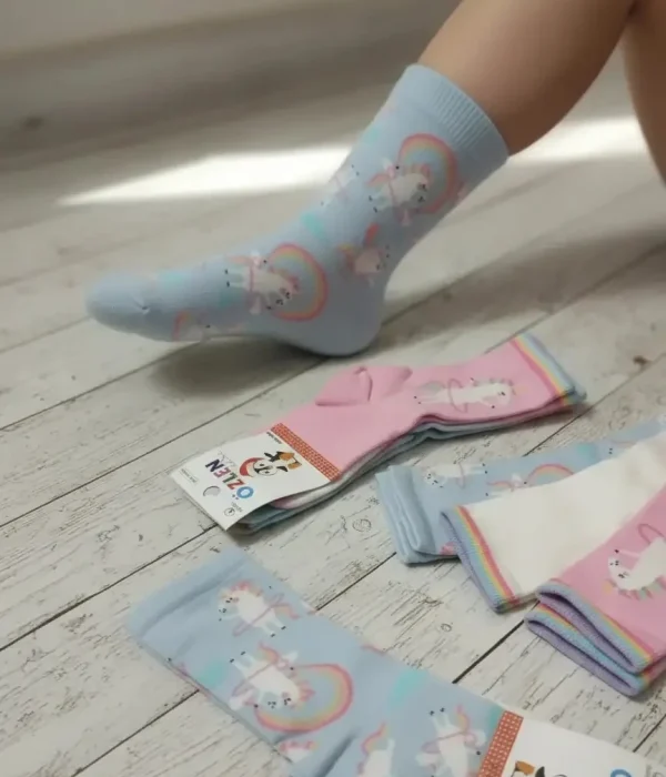 Kız Çocuk Mevsimlik Desenli Uzun Çorap 12'Li Paket