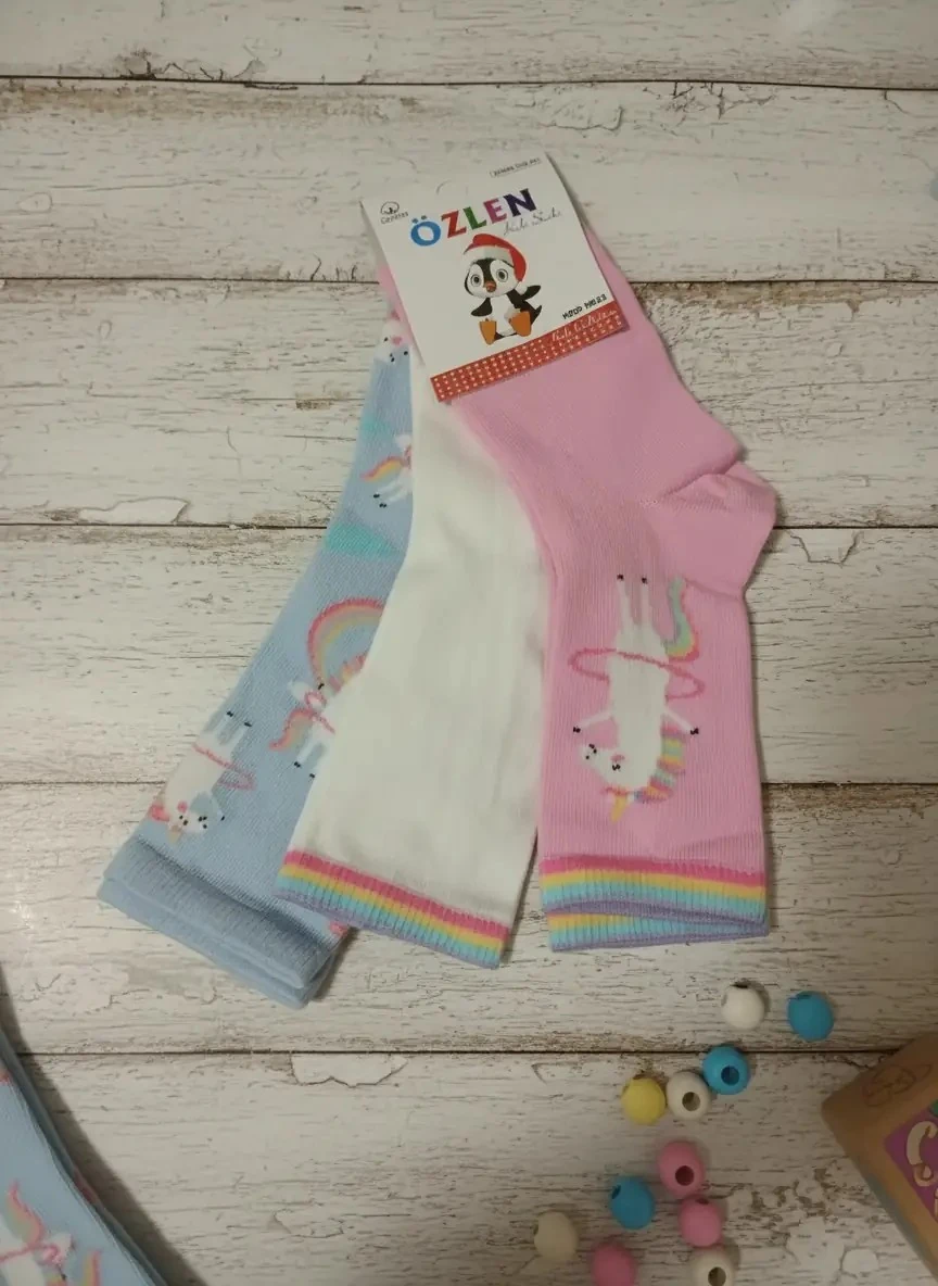 Kız Çocuk Mevsimlik Desenli Uzun Çorap 12'Li Paket — fotoğraf 3