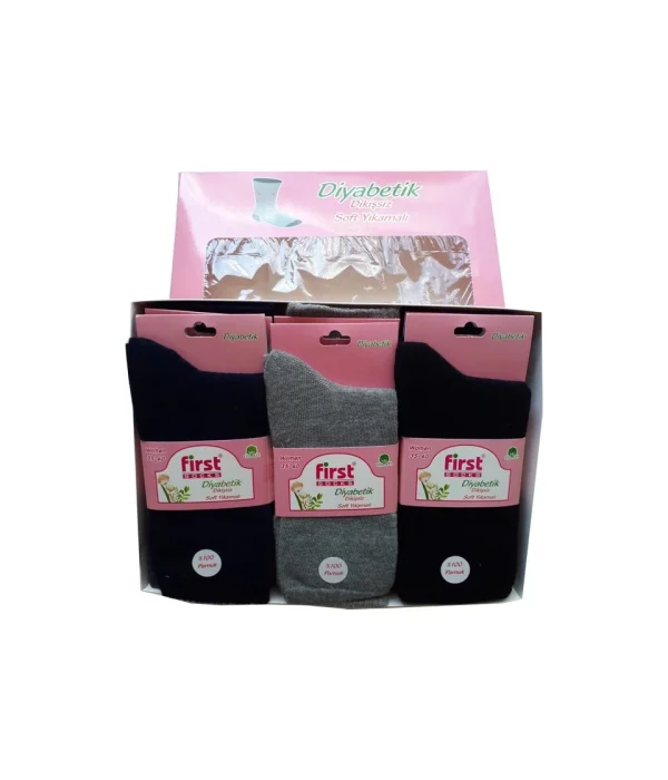 Diyabetik Dikişsiz Yıkamalı Bayan Şeker Çorabı 12'Li Paket
