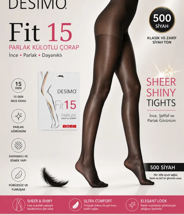 Fit 15 Parlak Ütülü Sarkmaz Külotlu Çorap