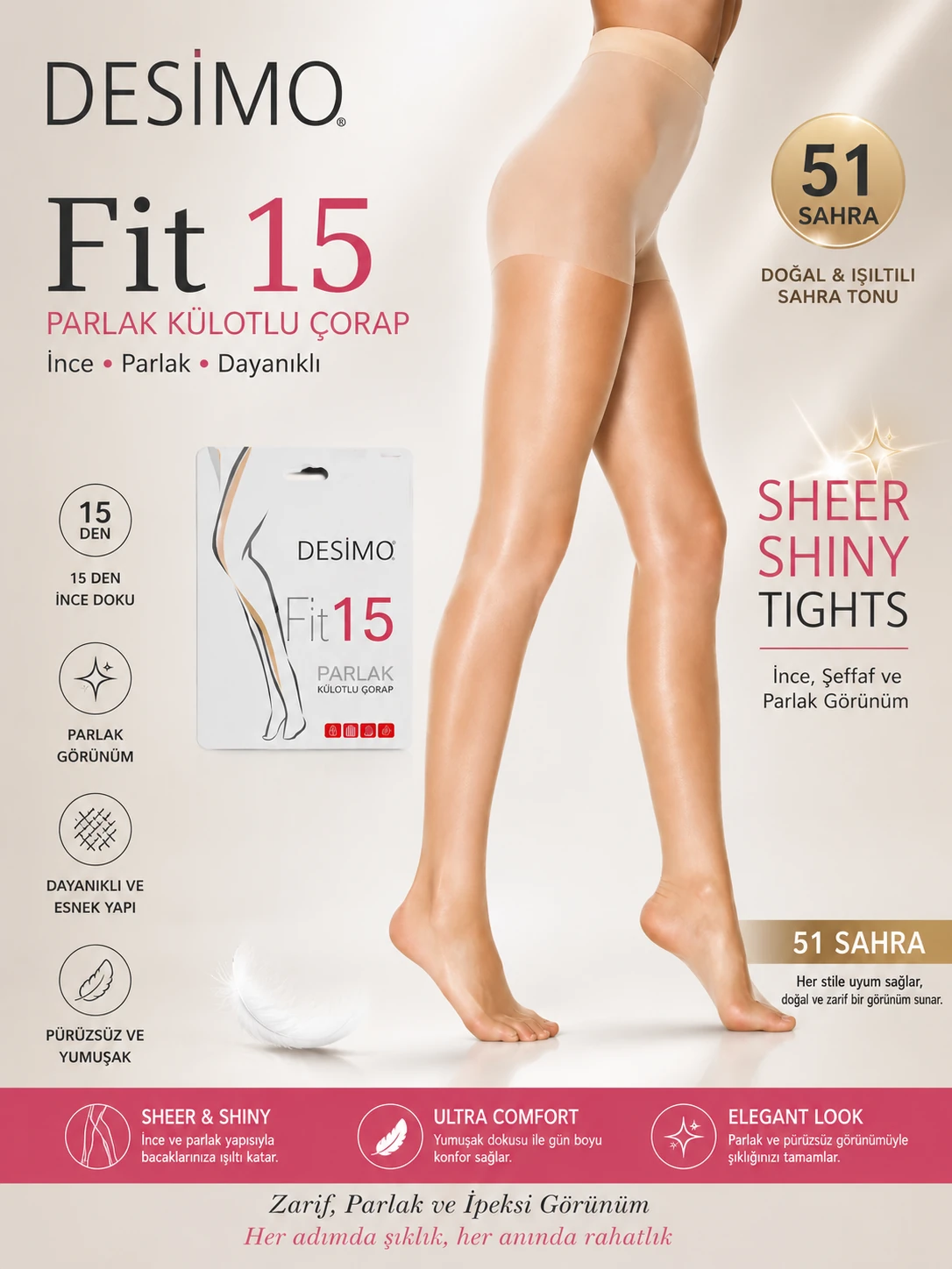 Fit 15 Parlak Ütülü Sarkmaz Külotlu Çorap — fotoğraf 3
