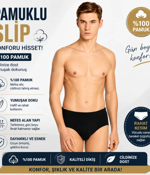 3 Adet Erkek Pamuklu Likralı Slip Külot