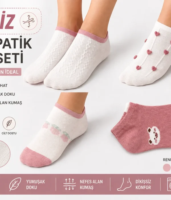 Pamuklu Dikişsiz Bayan Patik Çorap 12'li Paket