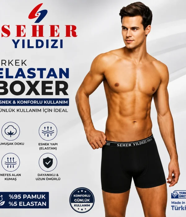 Erkek Pamuklu Likralı Erkek Boxer