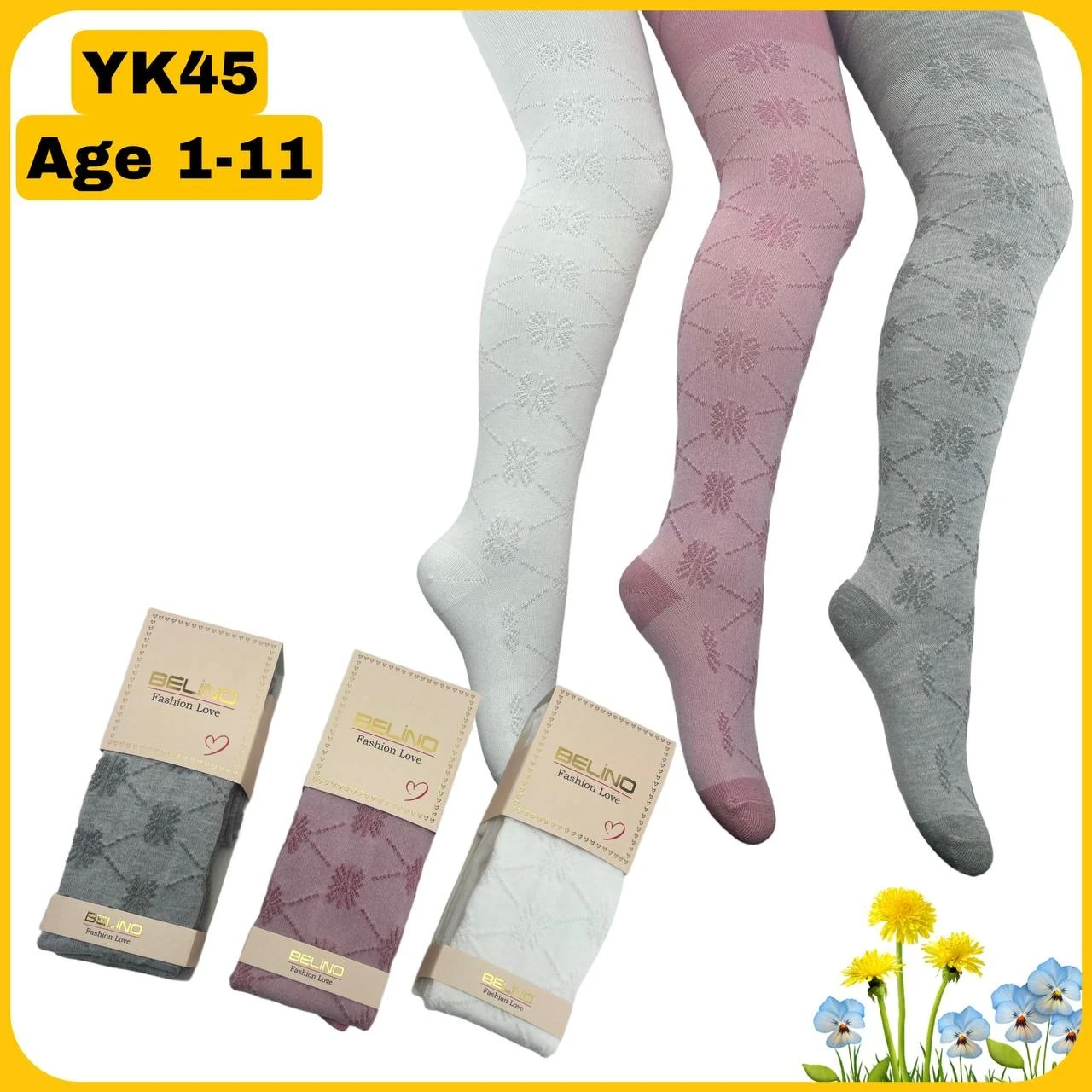 YK45 Kız Çocuk Desenli Külotlu Çorap 6 Adet — fotoğraf 2