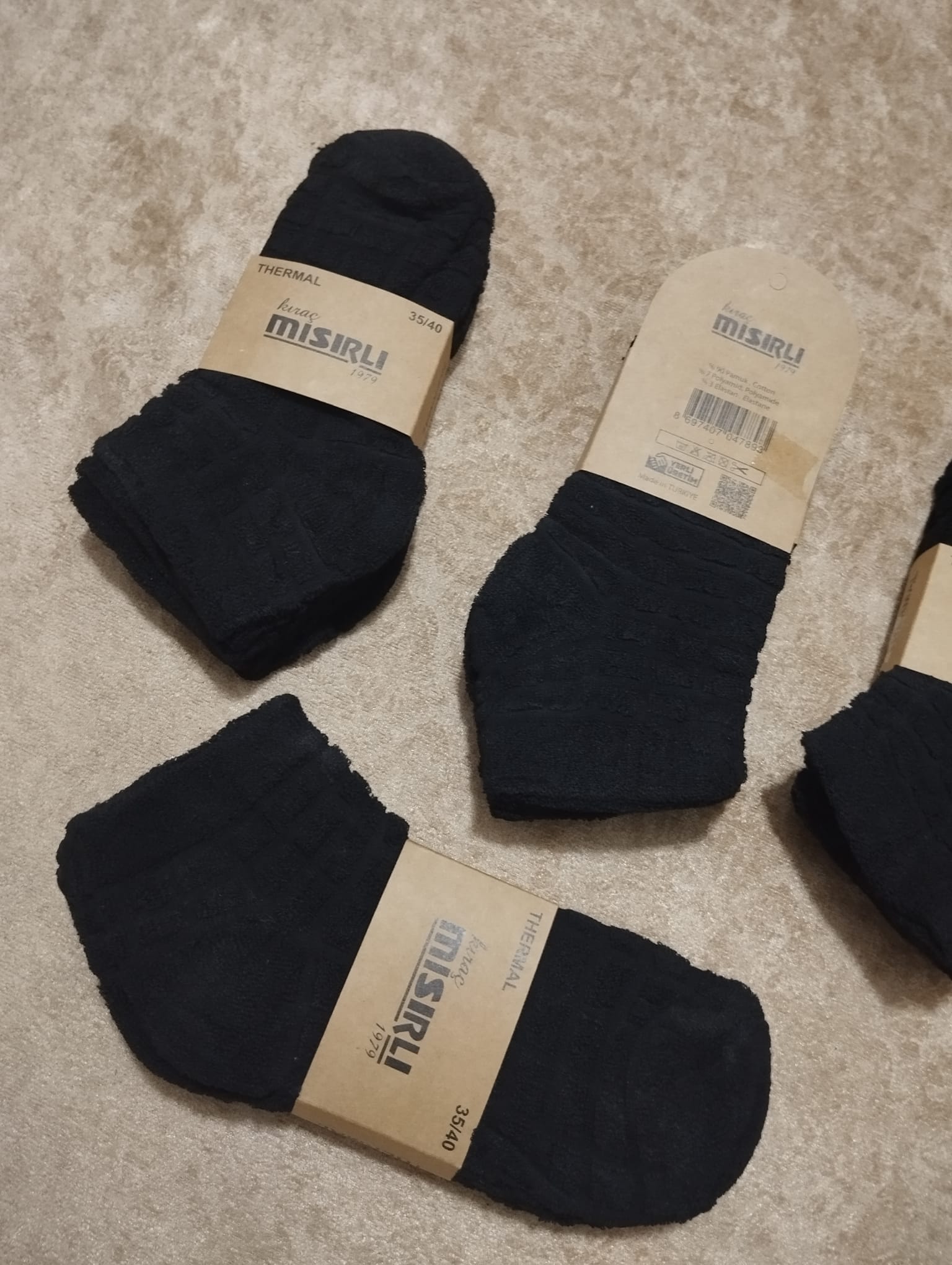 Bayan Siyah Ve Koyu Renk Ters Havlu Kışlık Patik Çorap 12'Li Paket — fotoğraf 1