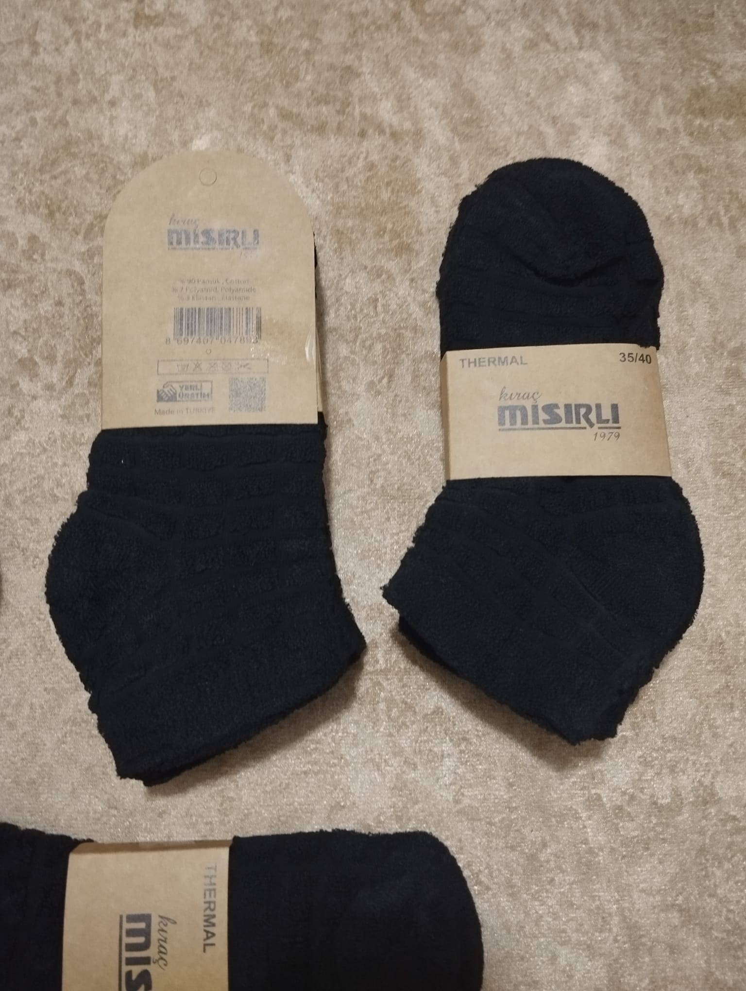 Bayan Siyah Ve Koyu Renk Ters Havlu Kışlık Patik Çorap 12'Li Paket — fotoğraf 2