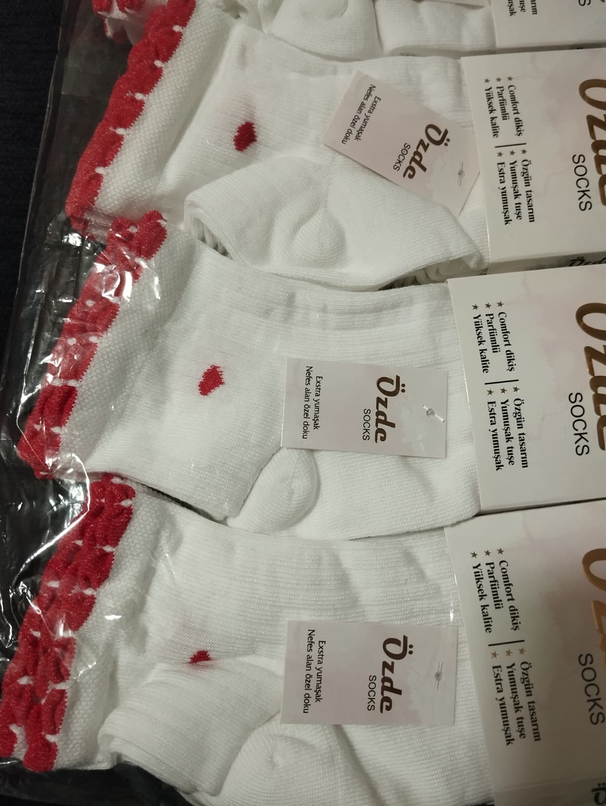 Beyaz Renkli Dikişsiz Kalp Desenli Pamuklu Bayan Patik Çorap 12'Li Paket — fotoğraf 2
