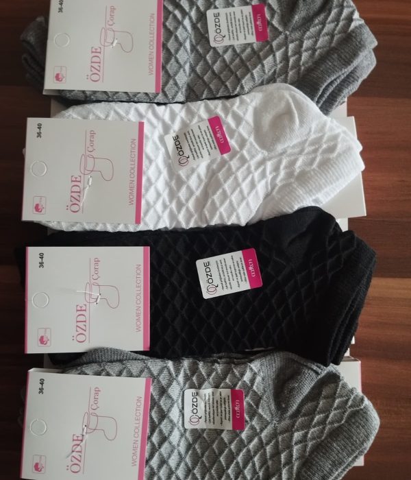 Petek Desenli Pamuklu Bayan Patik Çorap 12'Li Paket