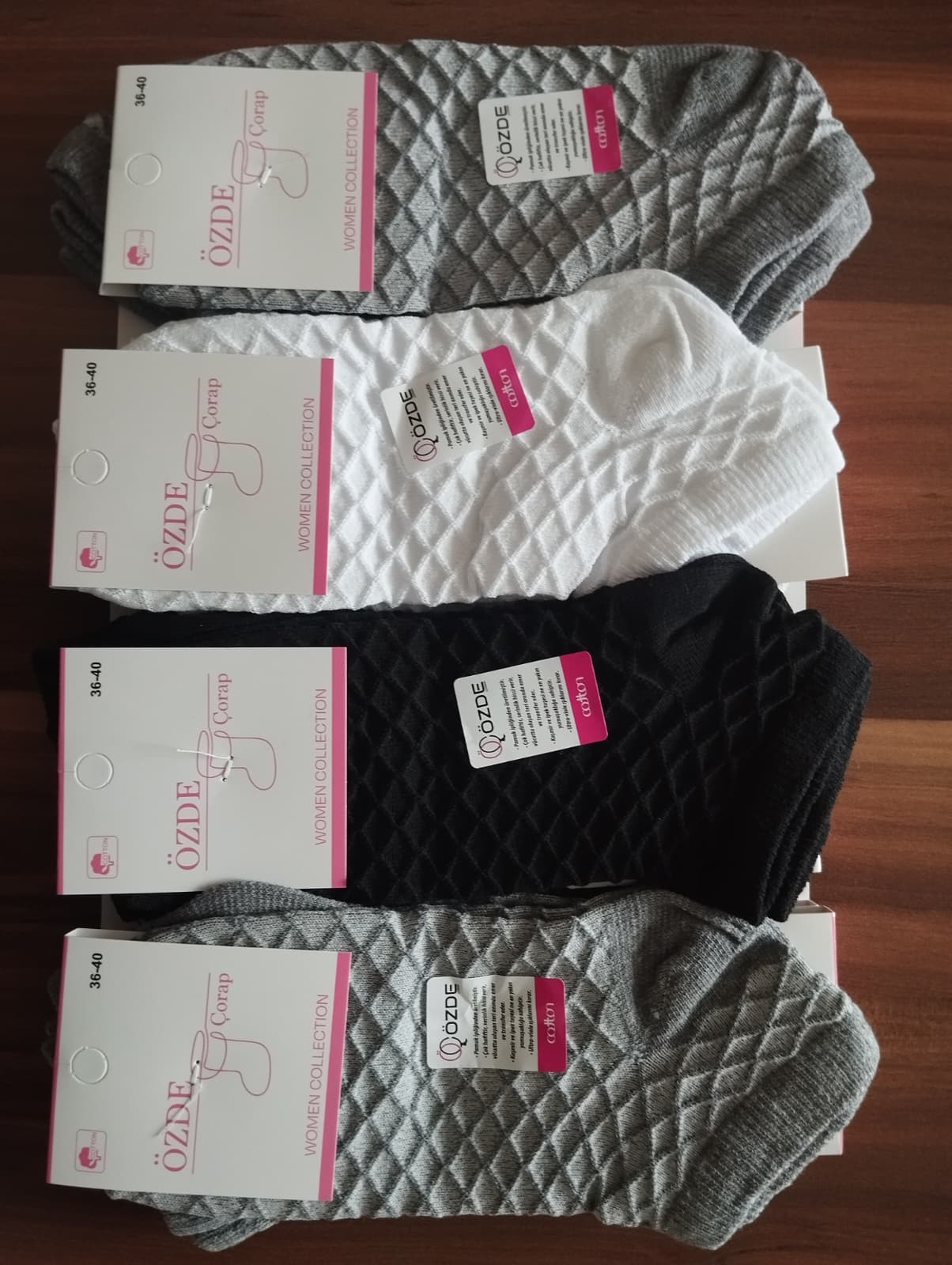 Petek Desenli Pamuklu Bayan Patik Çorap 12'Li Paket — fotoğraf 1