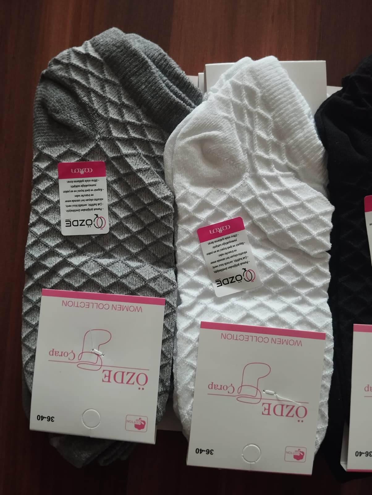 Petek Desenli Pamuklu Bayan Patik Çorap 12'Li Paket — fotoğraf 2