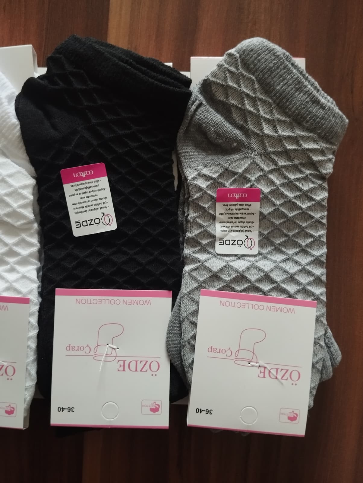 Petek Desenli Pamuklu Bayan Patik Çorap 12'Li Paket — fotoğraf 3