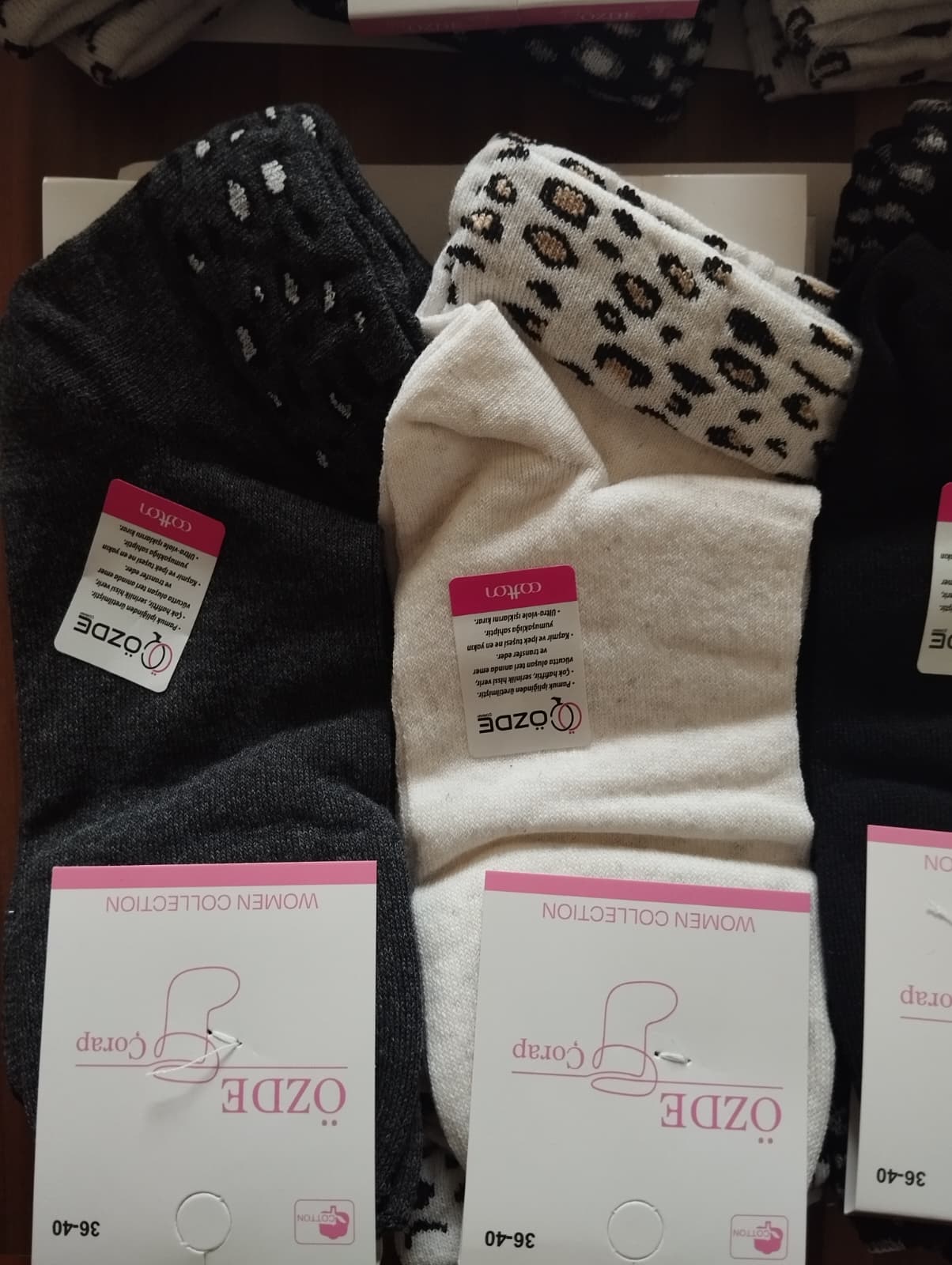 Boğaz Kısmı Leopar Desenli Pamuklu Bayan Patik Çorap 12'Li Paket — fotoğraf 3