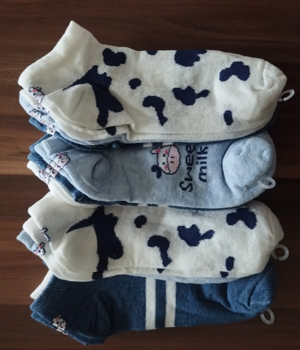 Sweat Milk İnek Desenli Bilek Boy Bayan Patik Çorap 12'li Paket