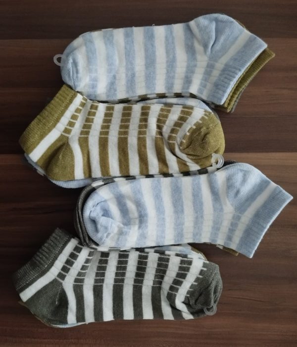 Çizgili Desenli Renkli Bilek Boy Bayan Patik Çorap 12'li Paket