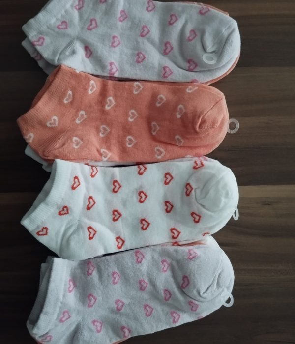 Kalp Desenli Renkli Bilek Boy Bayan Patik Çorap 12'li Paket